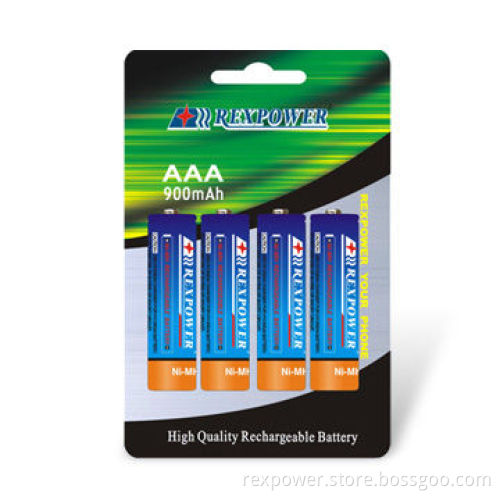 AAA NiMH Battery with 900mAh Capacity and 1.2V Nominal Voltage